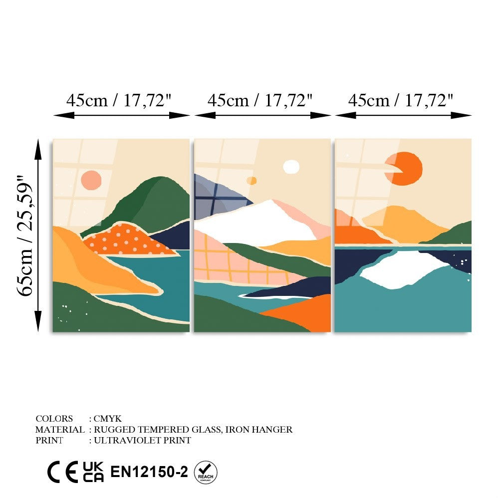 Ukrasna slika na kaljenom staklu (3 komada) UV-945 - 45 x 65