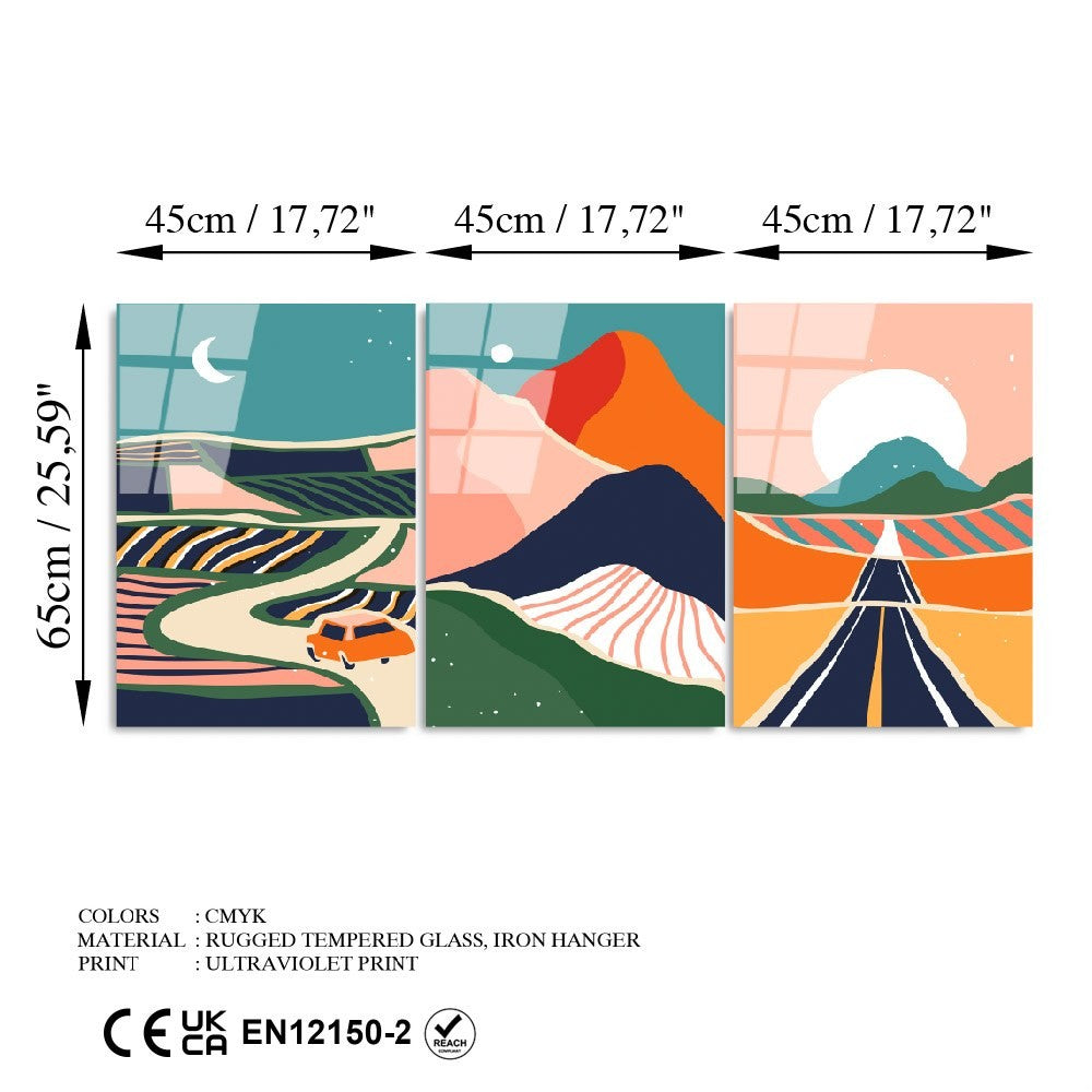 Ukrasna slika na kaljenom staklu (3 komada) UV-947 - 45 x 65