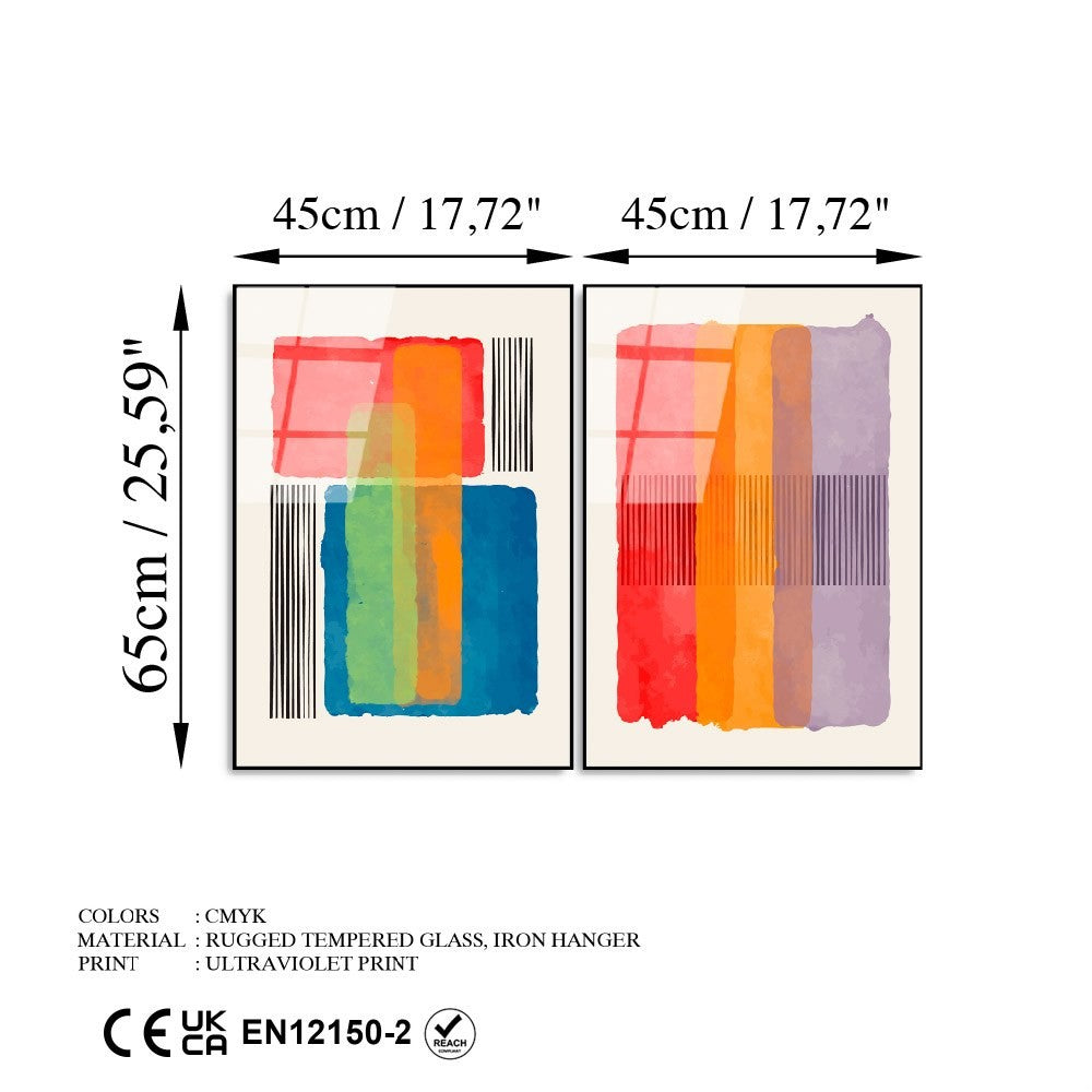 Ukrasna slika na kaljenom staklu (2 komada) UV-948 - 45 x 65