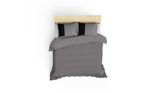Posteljina CLAYTON 100% PAMUK RANFORCE Navlaka za poplun: 240 x 220 cm Jastučnica: 60 x 60 cm (2 komada) , Plain - Grey, Black