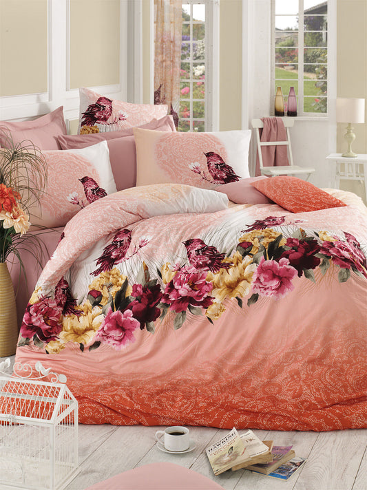Posteljina Ranforce set s dvostrukim prekrivačem, Çalıkuşu - Pink