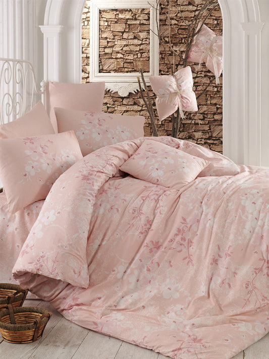 Posteljina Ranforce set s dvostrukim prekrivačem, Elena - Pink