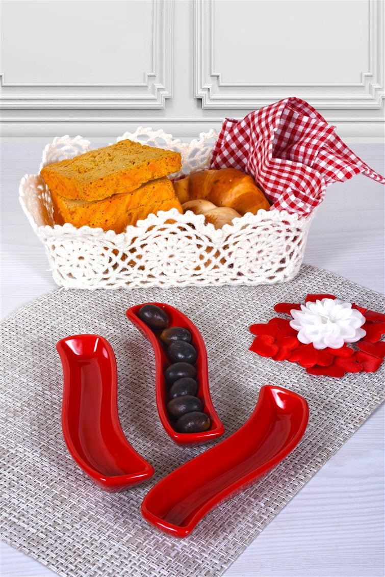 Set tanjura (3 komada), Red Ivory Olive Pot 18 Cm 3 Pieces
