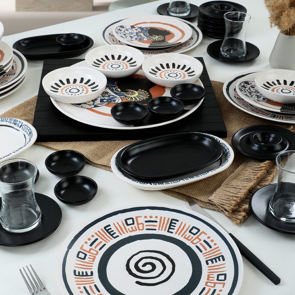 Set za doručak (50 komada) 296, crna, siva, bijela, narančasta