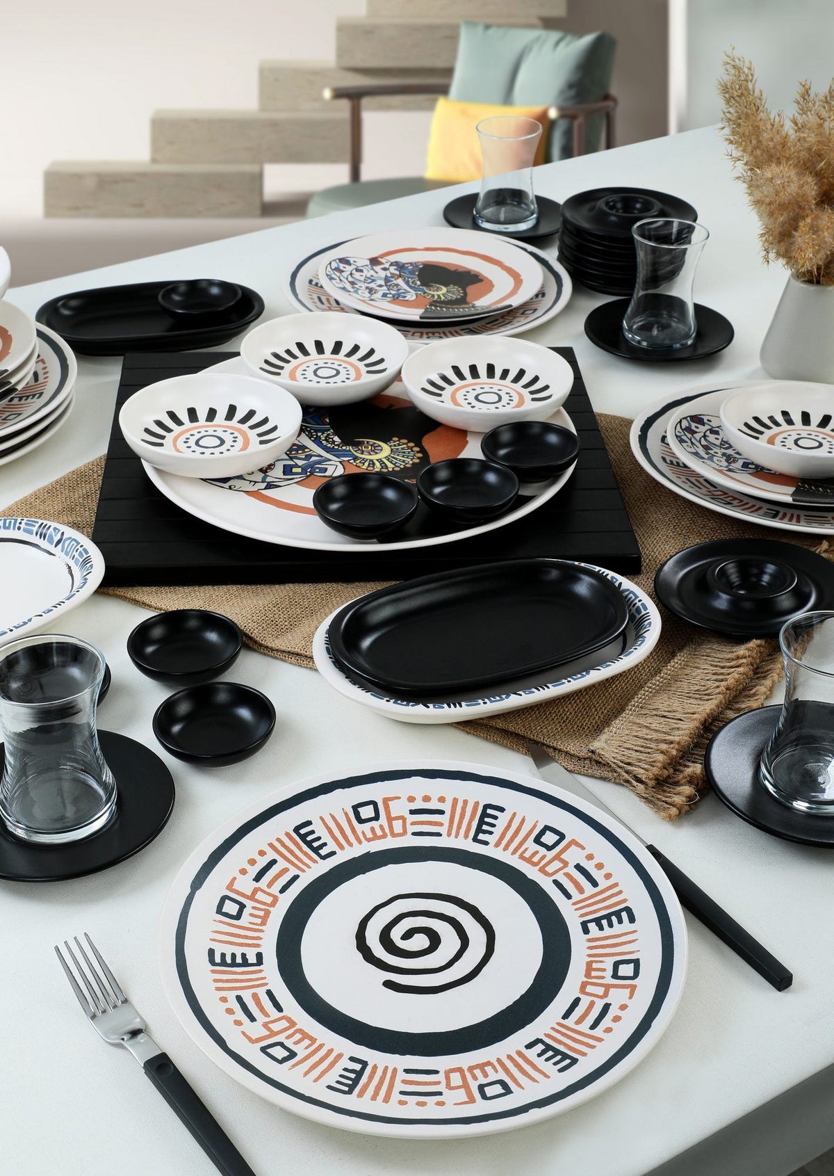 Set za doručak (50 komada) 296, crna, siva, bijela, narančasta