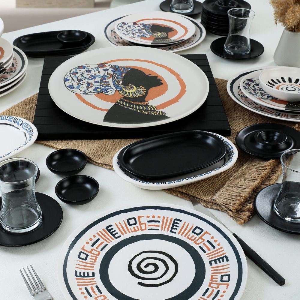 Set za doručak (50 komada) 296, crna, siva, bijela, narančasta