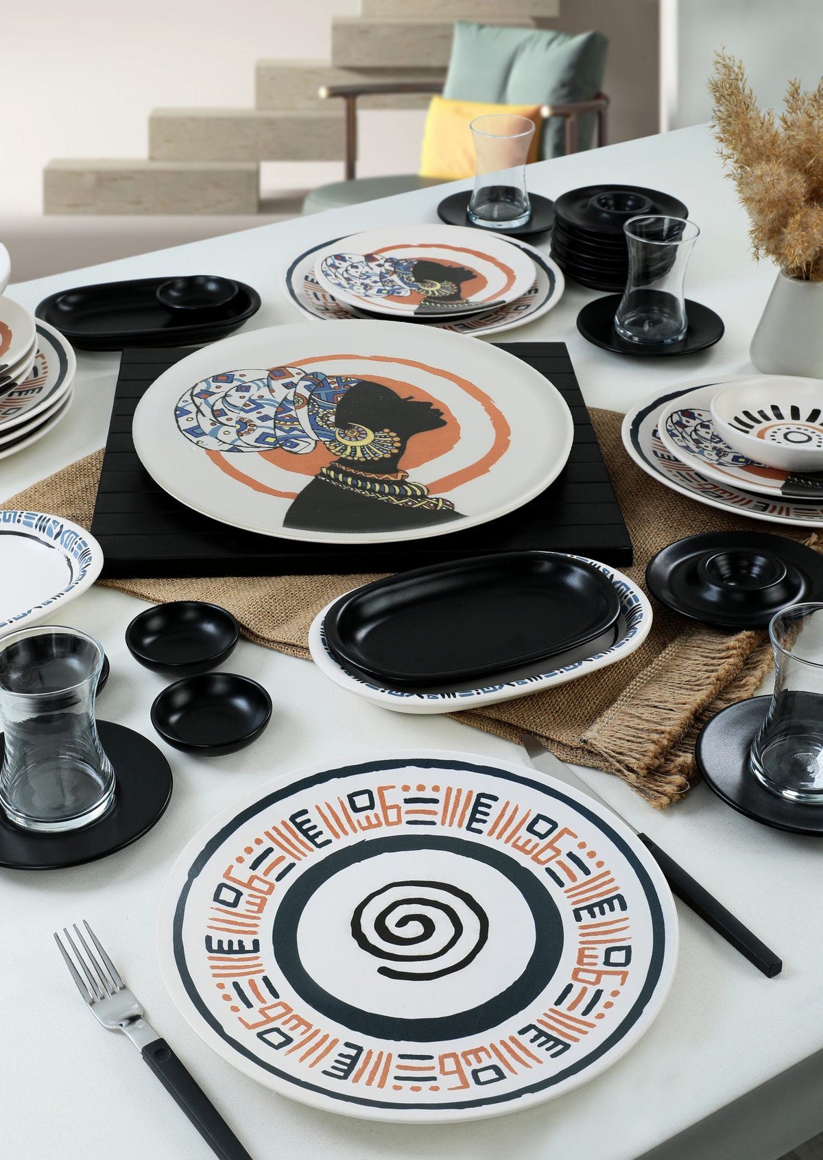 Set za doručak (50 komada) 296, crna, siva, bijela, narančasta