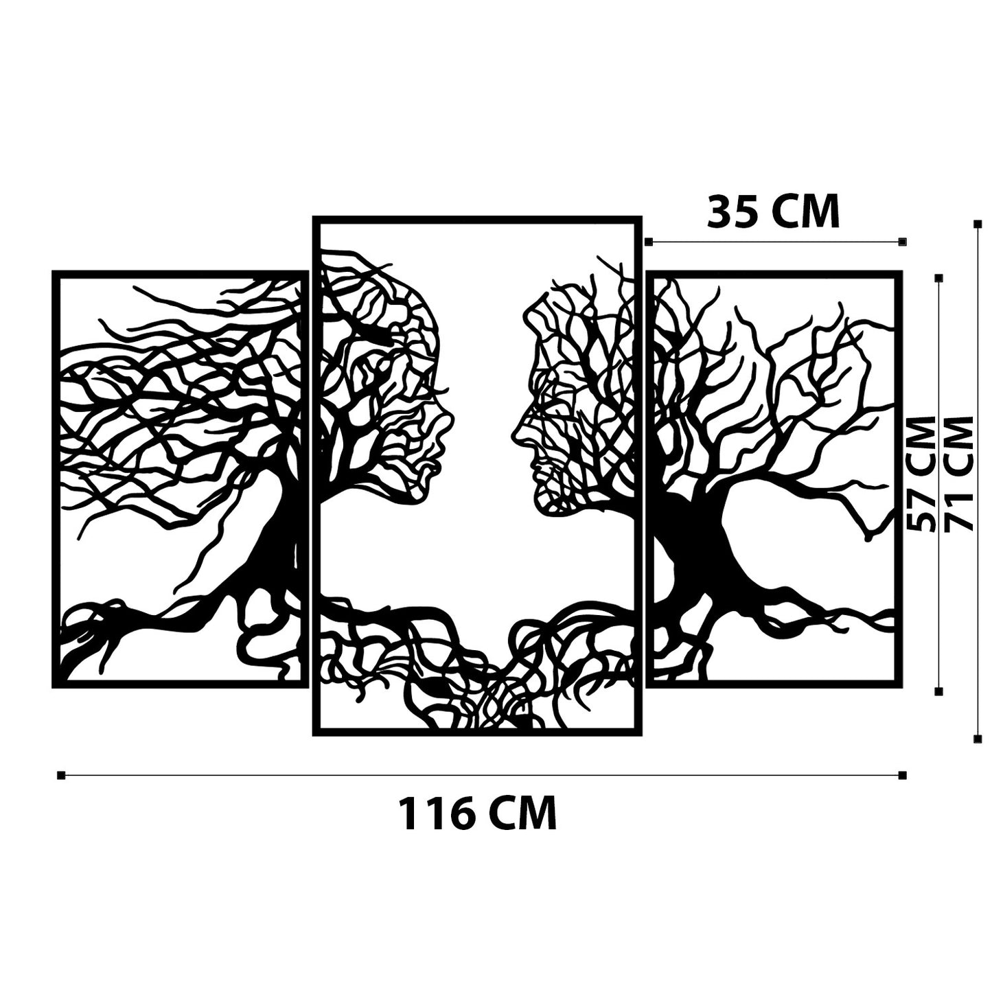 Metalna zidna dekoracija Love Tree
