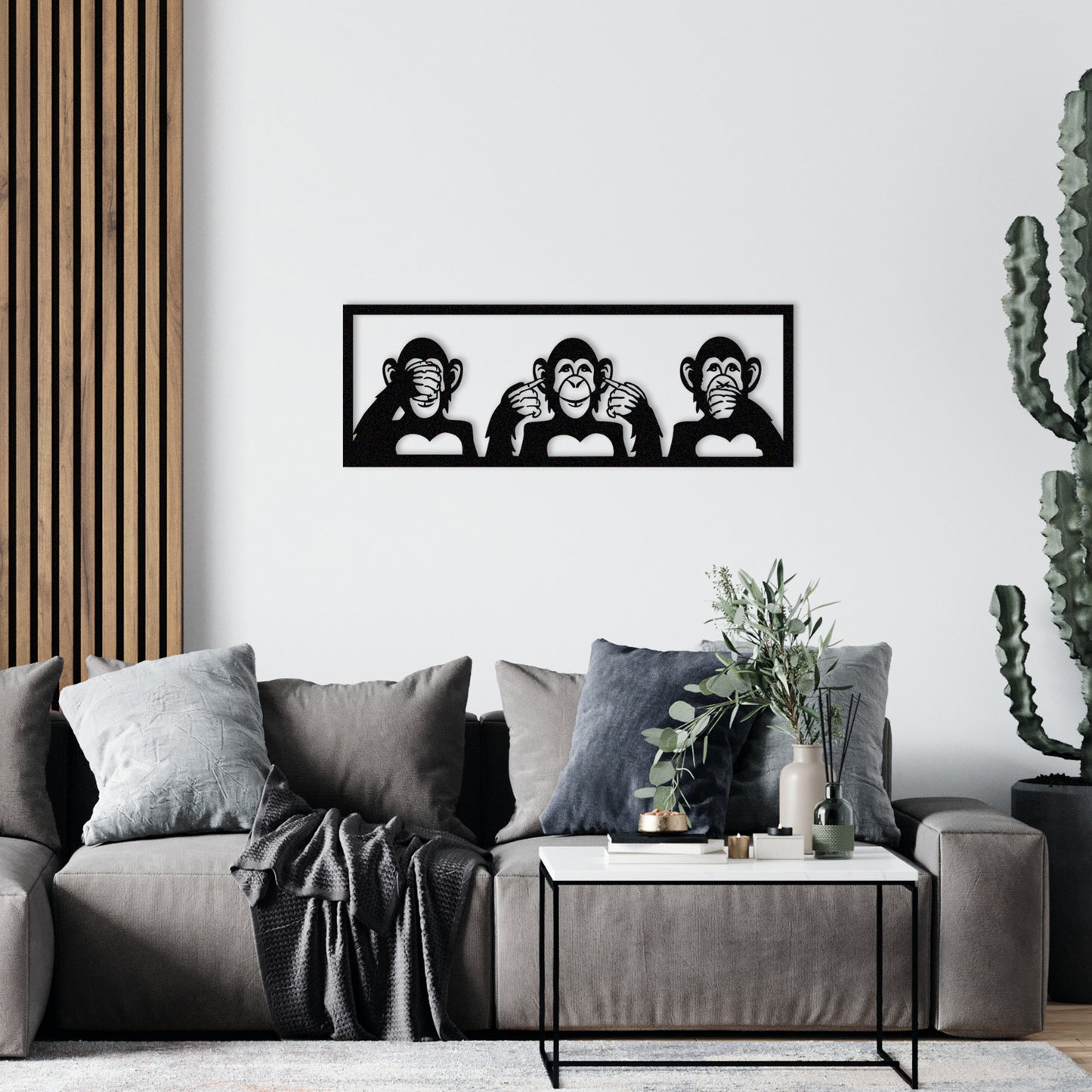Metalna zidna dekoracija Three Monkeys-L