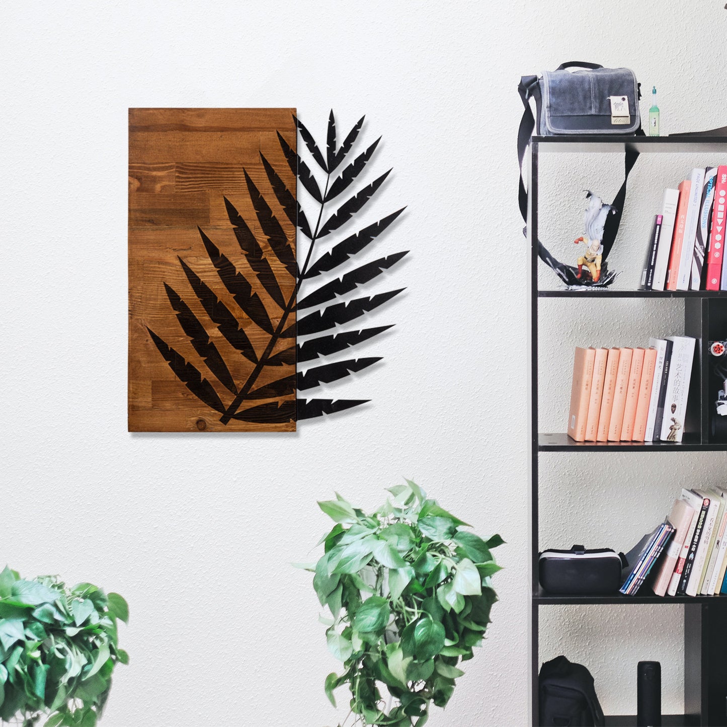 Zidna dekoracija drvena, Leaf3 Metal Decor