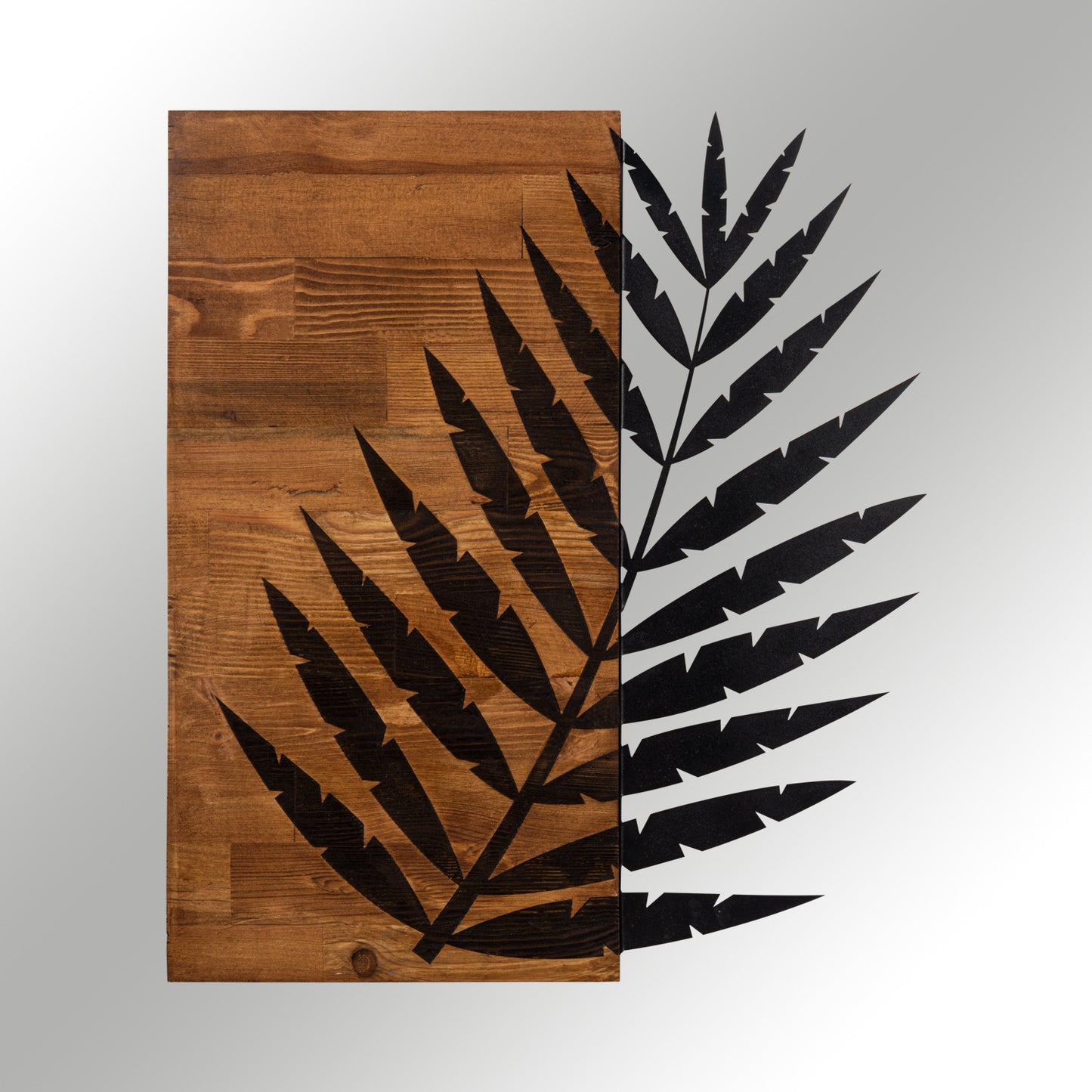 Zidna dekoracija drvena, Leaf3 Metal Decor