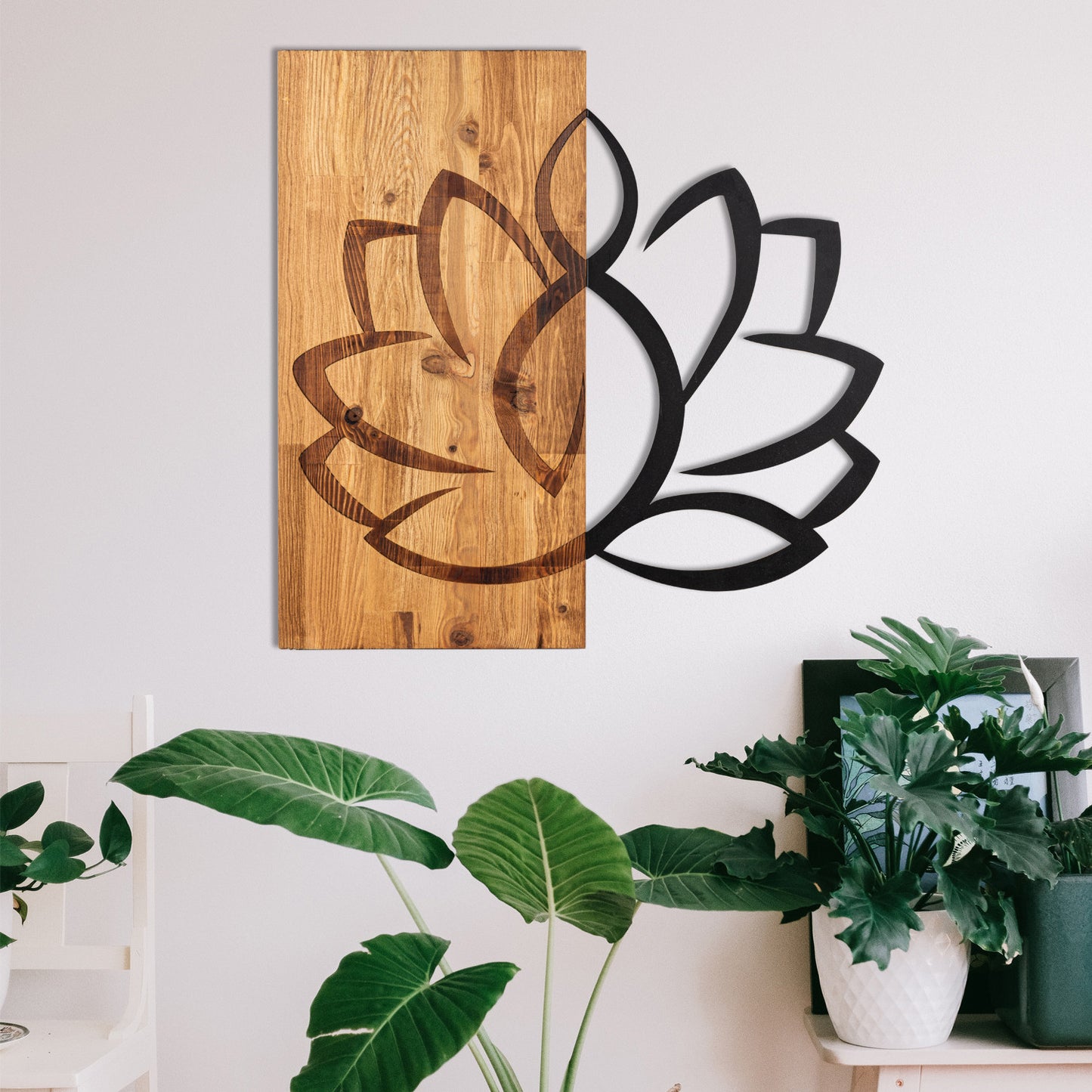 Zidna dekoracija drvena, Lotus
