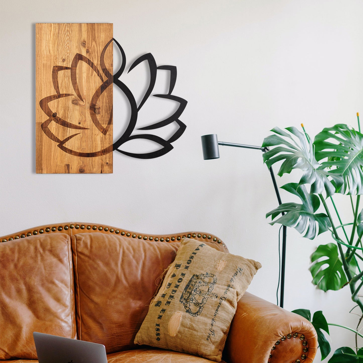 Zidna dekoracija drvena, Lotus