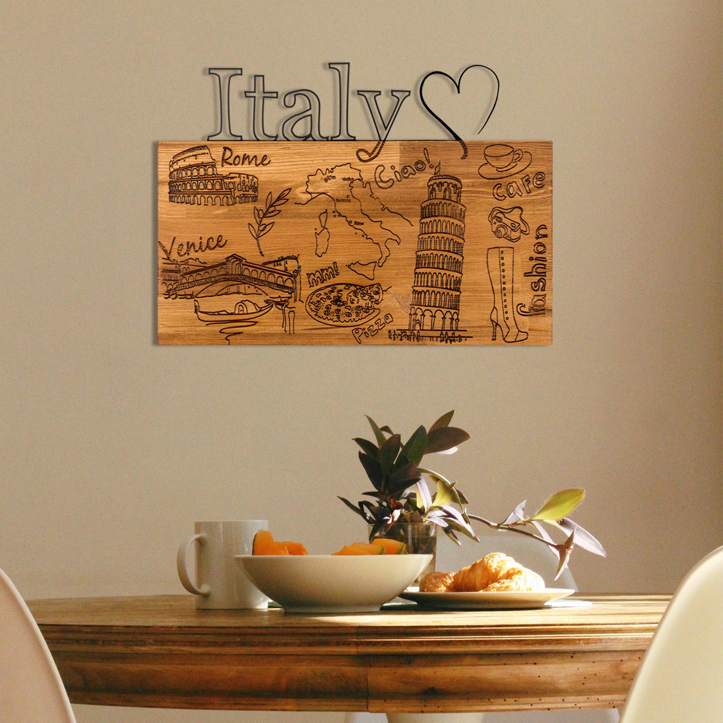 Drvena zidna dekoracija I Love You Italy