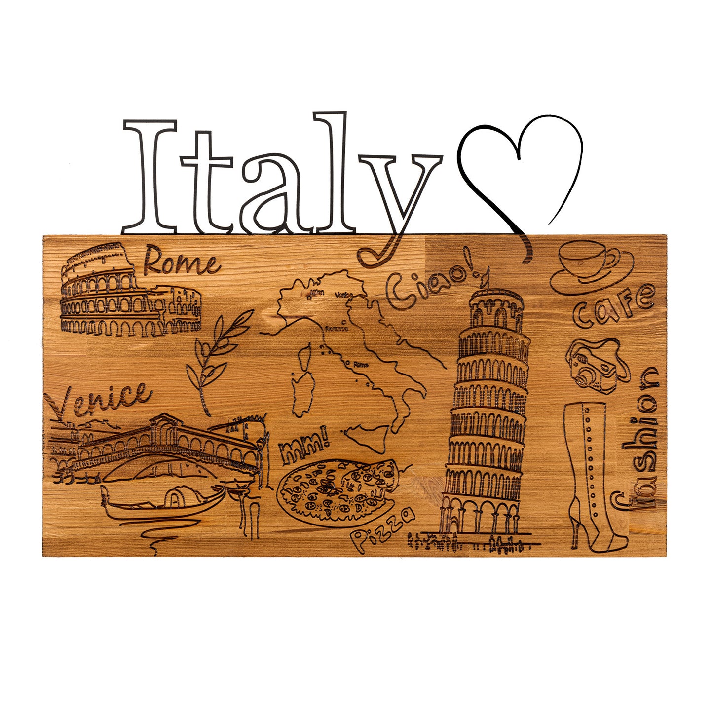 Drvena zidna dekoracija I Love You Italy