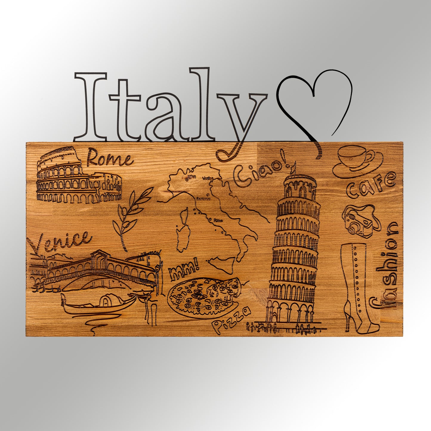 Drvena zidna dekoracija I Love You Italy