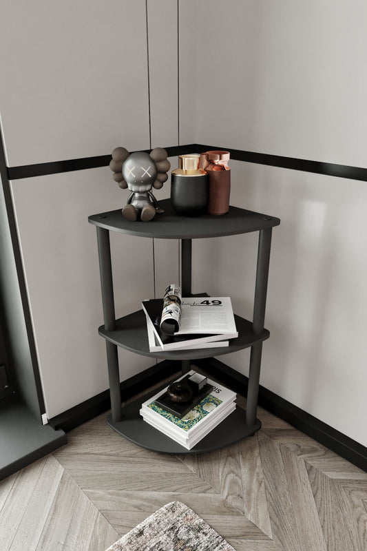 Polica za knjige Bookcase 3 kutna - crna