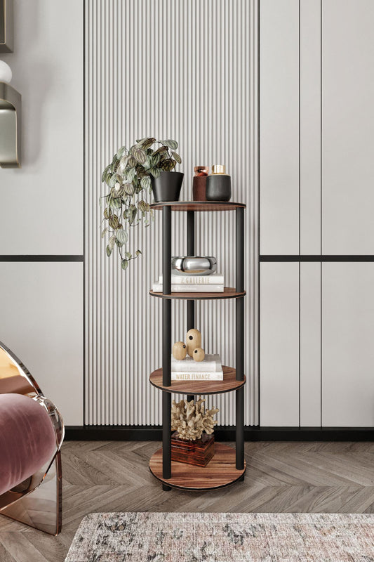 Polica za knjige Bookcase 4 okrugla - orah