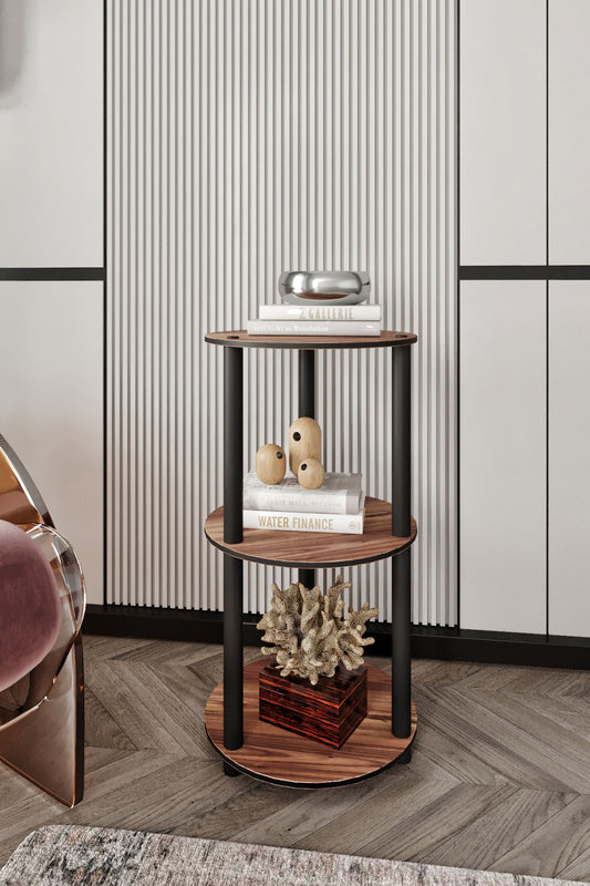 Polica za knjige Bookcase 3 okrugla - orah