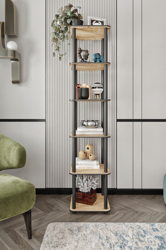 Polica za knjige Bookcase 6 katova kvadratna - Hrast