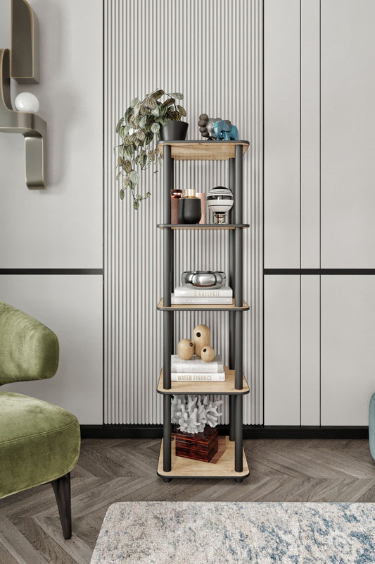 Polica za knjige Bookcase 5 katova četvrtasta - hrast