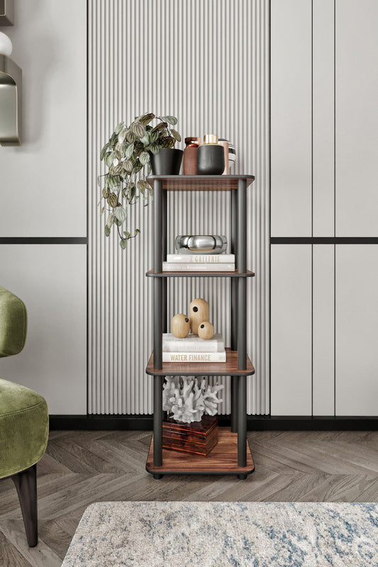 Polica za knjige Bookcase 4 razine kvadratna - orah