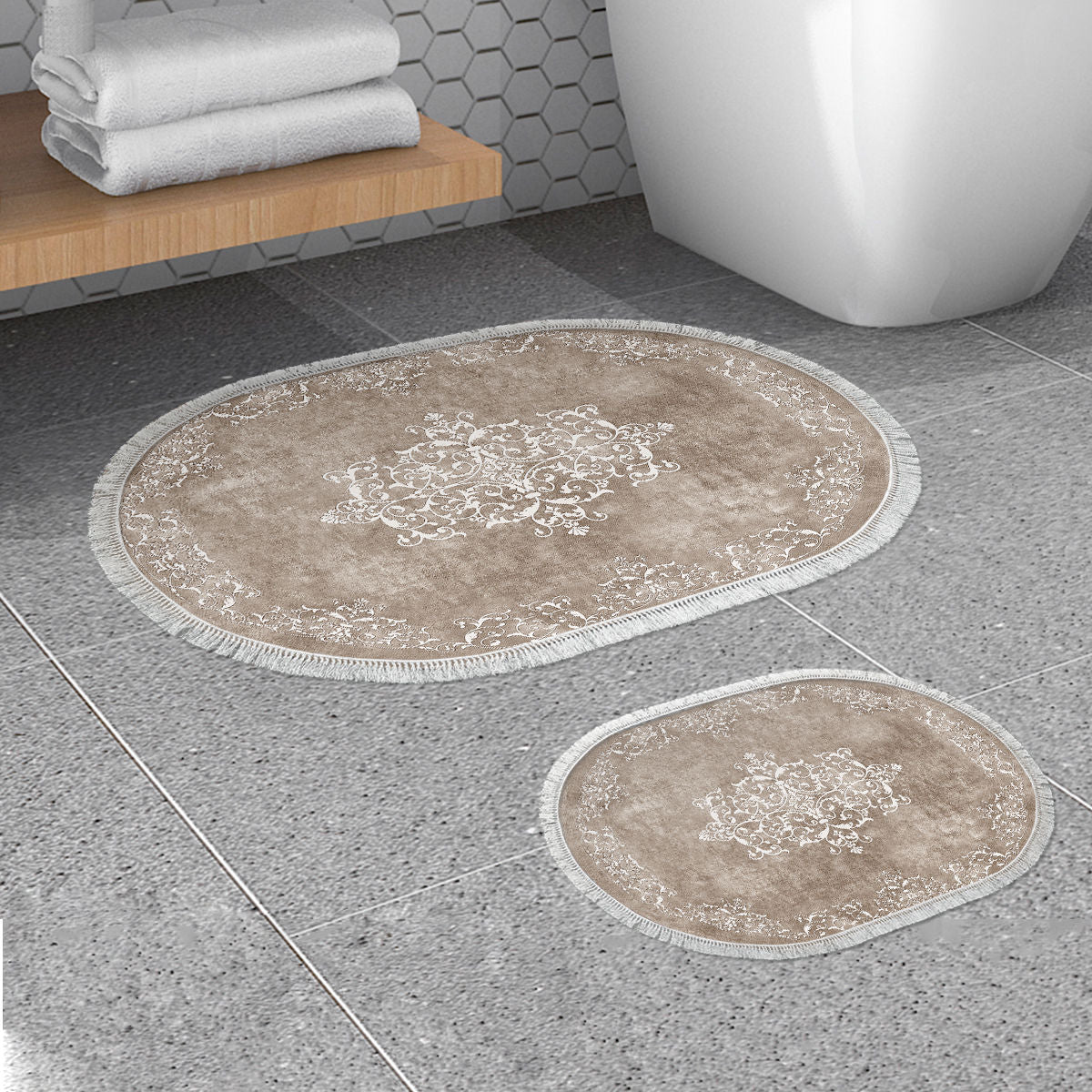Kupaonski tepisi u setu (2 komada), 410616 - O - Beige