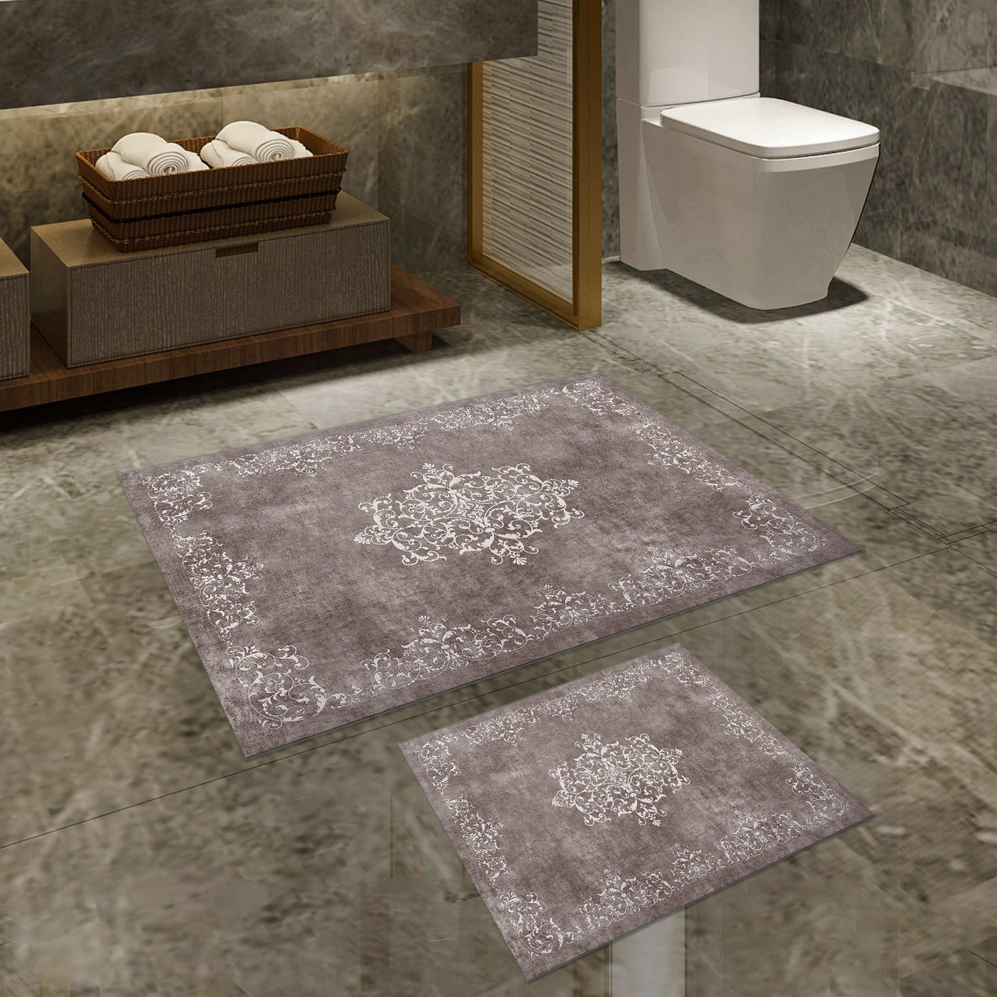 Kupaonski tepisi u setu (2 komada), 510616 - Beige