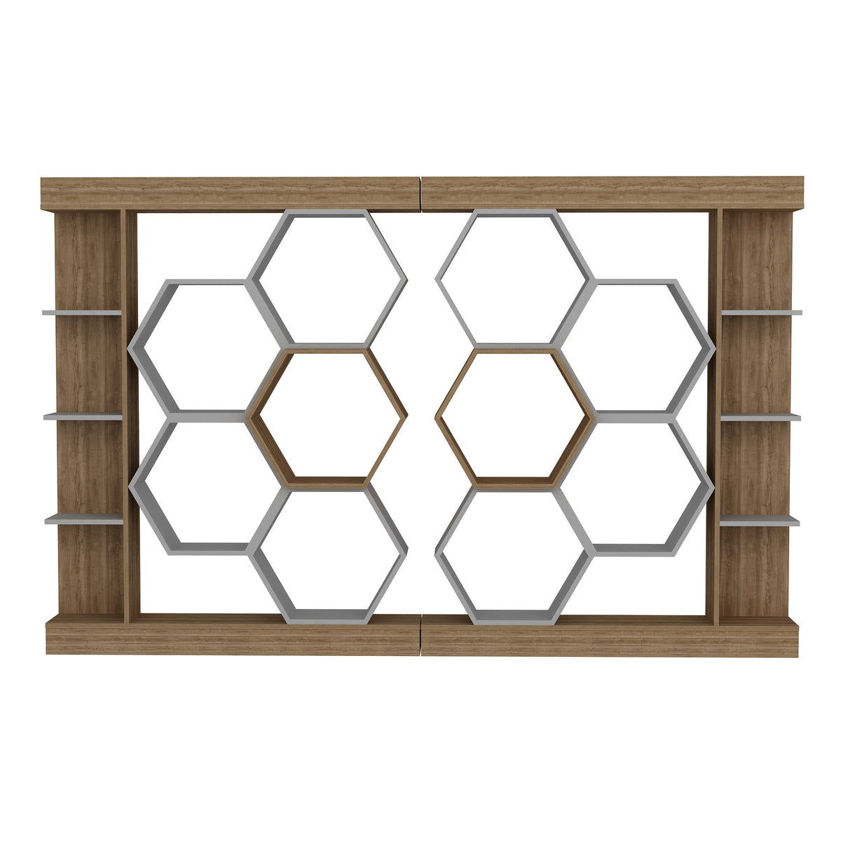 Polica za knjige, Sueno - White, Walnut