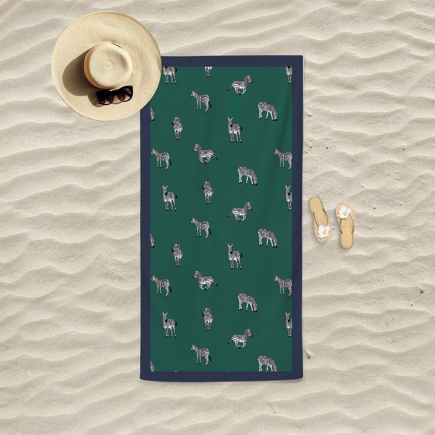 Ručnik za plažu Zebra - zeleni
