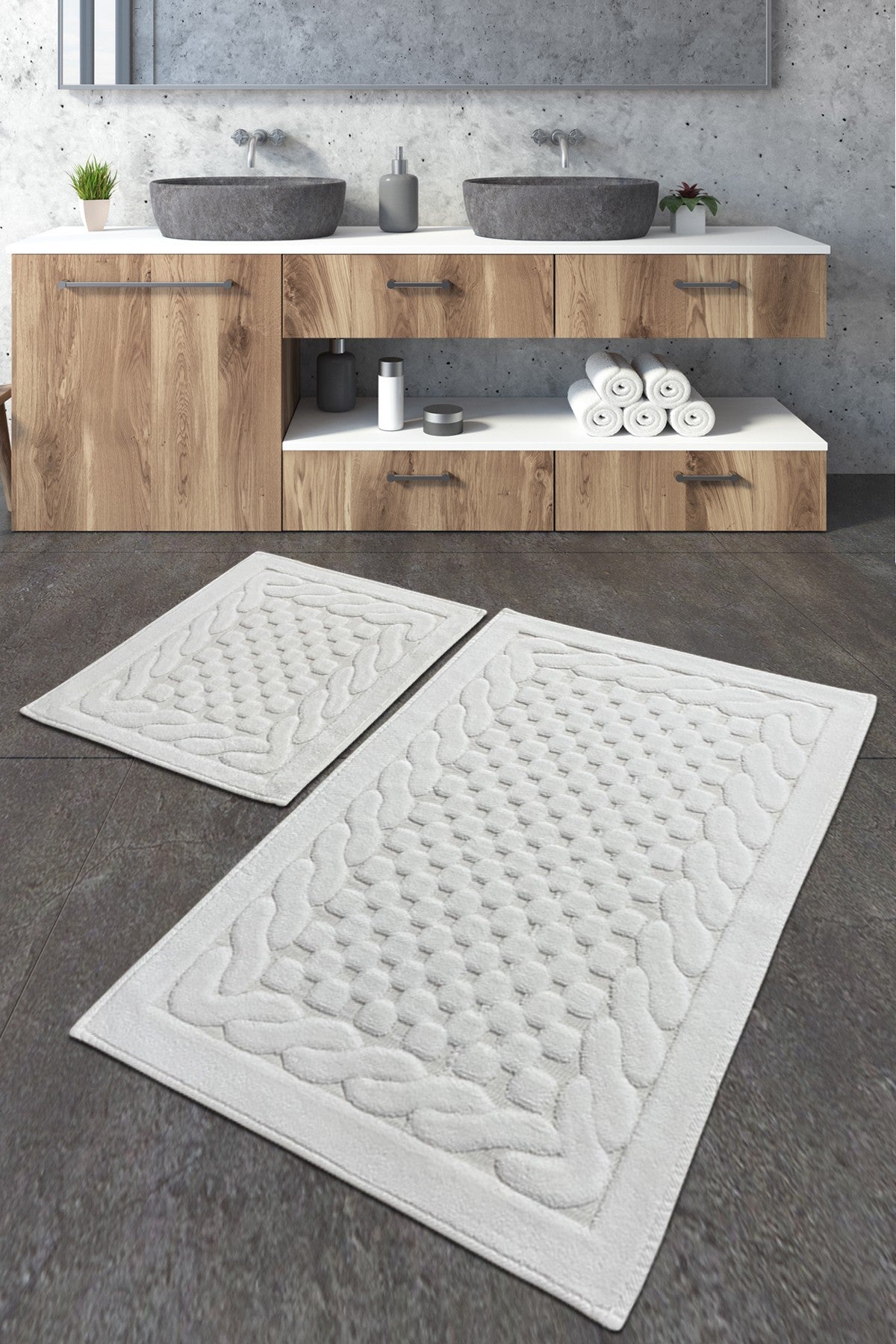 Kupoanski tepih set 2 komada-BAMBI bijeli, Bambi - Ecru