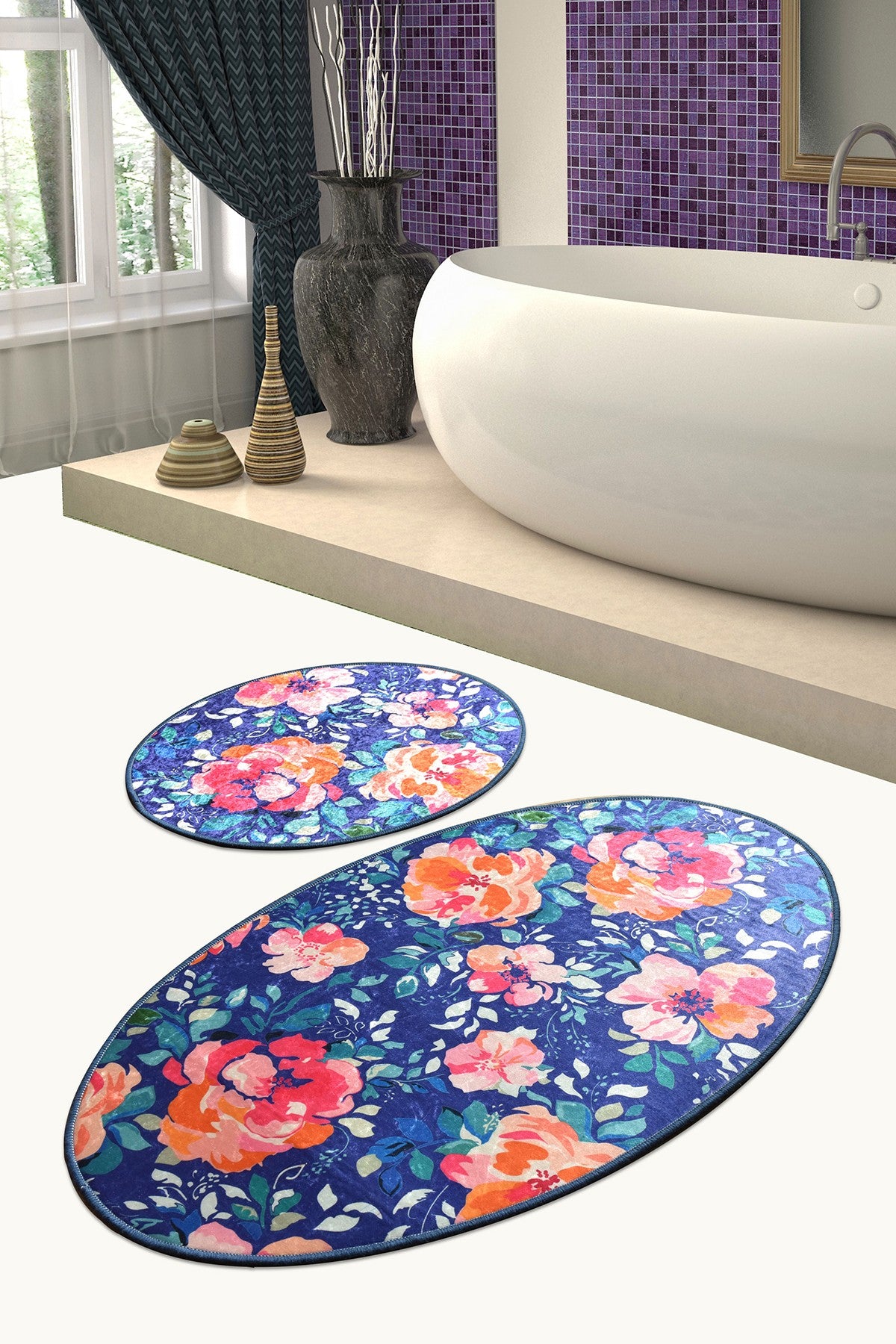 Kupaonski tepih u setu (2 komada), Flowers DJT