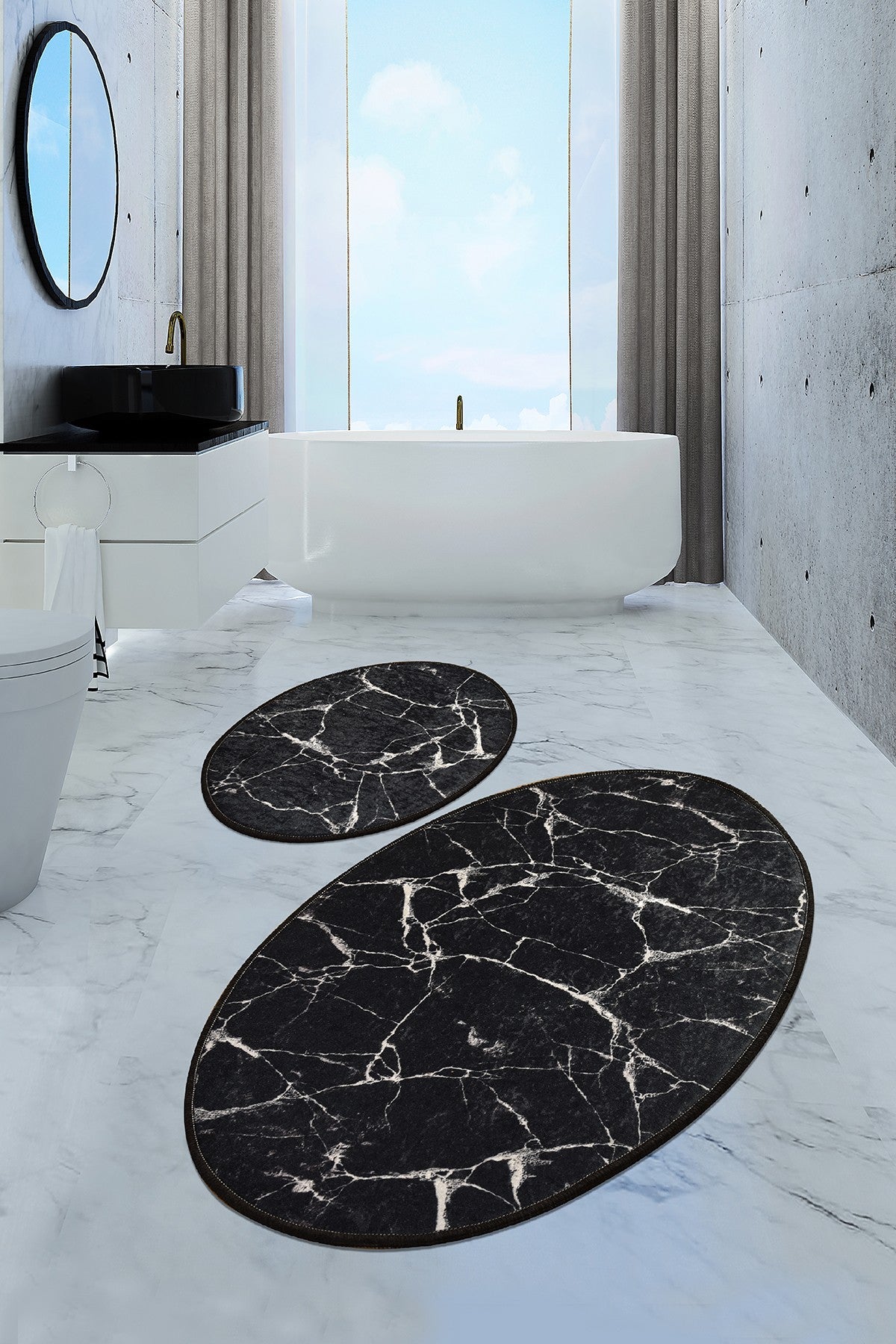 Kupaonski set  tepiha MARBLE crni 2 komada, Marble DJT