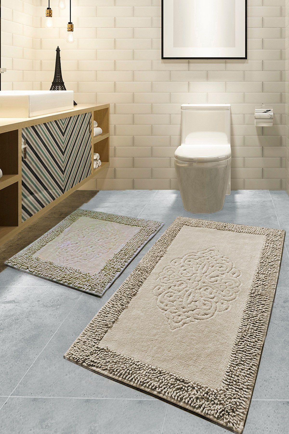 Kupaonski set tepiha PIANTE bež 2 kom, Piante - Beige