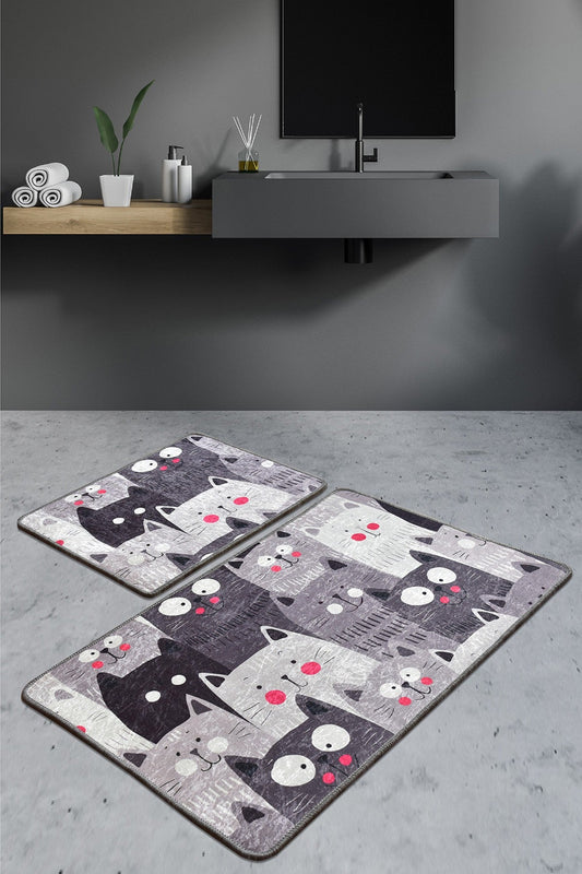Kupaonski set  tepiha CATS 2 komada, Meow - Grey