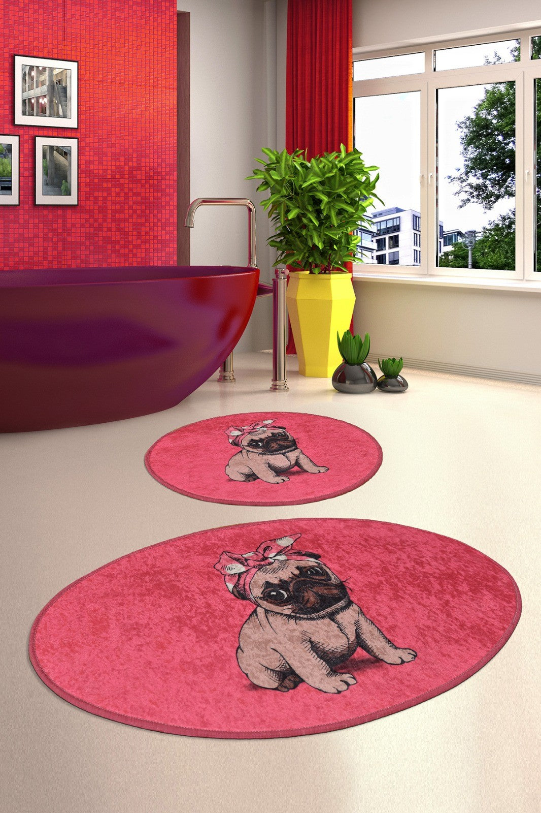 Set kupaonskih prostirki (2 komada) Pink Pug