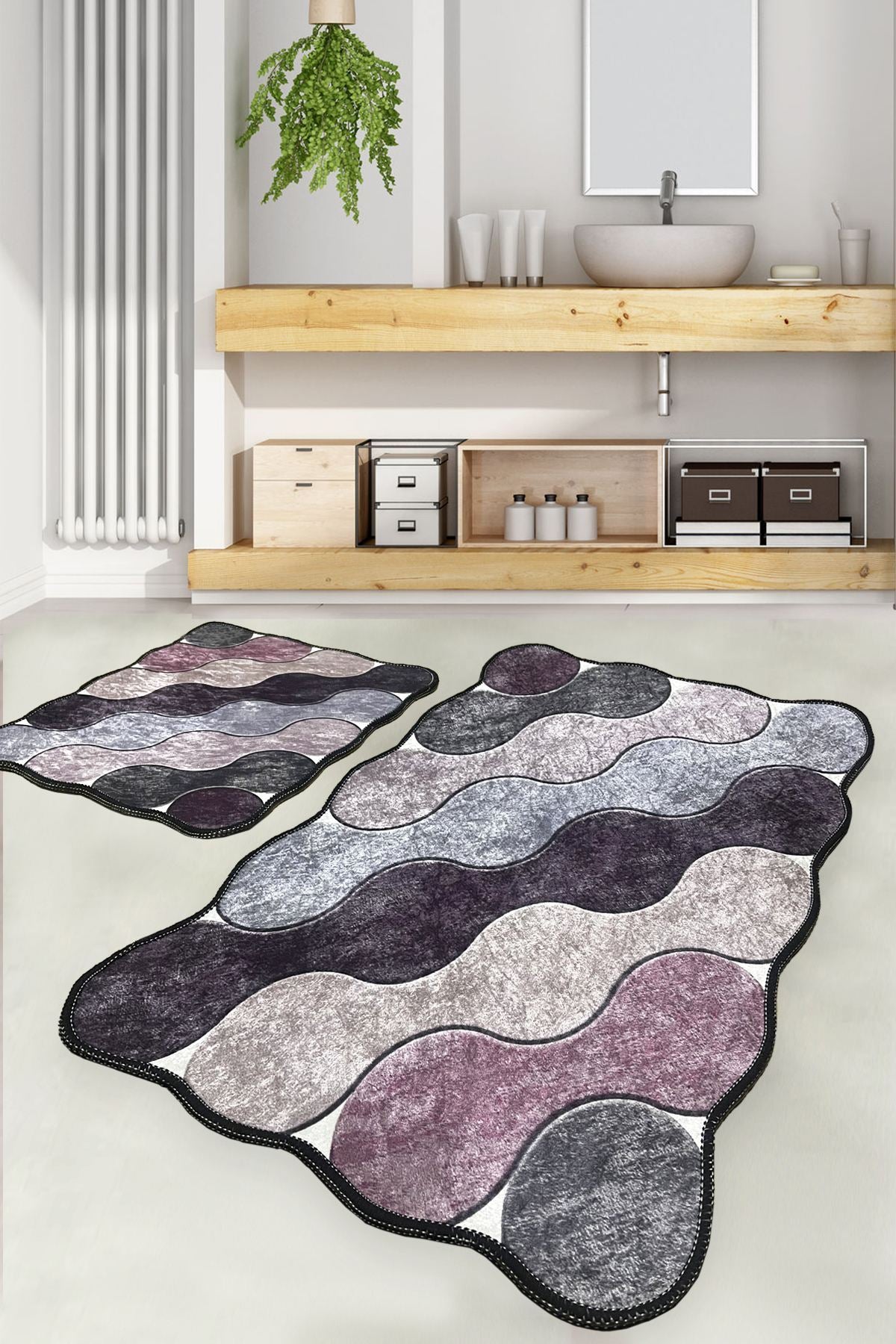 Kupaonski tepisi u setu (2 komada), Circle - Purple