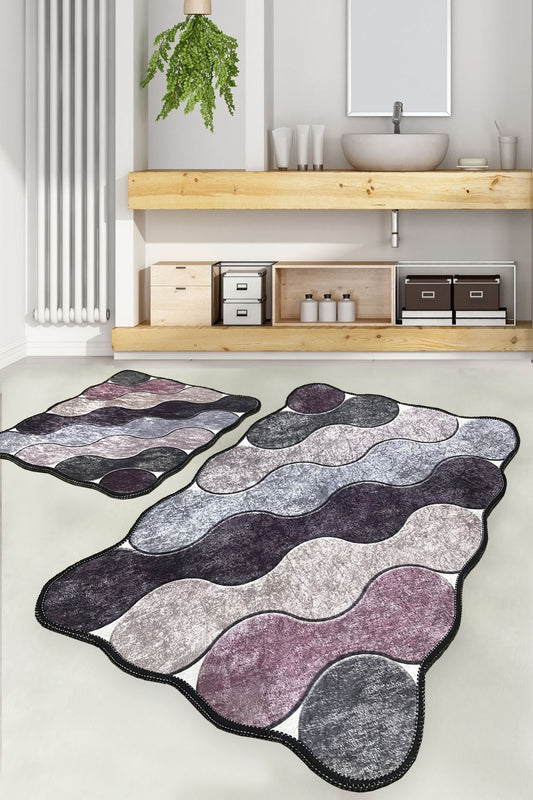 Kupaonski tepisi u setu (2 komada), Circle - Purple