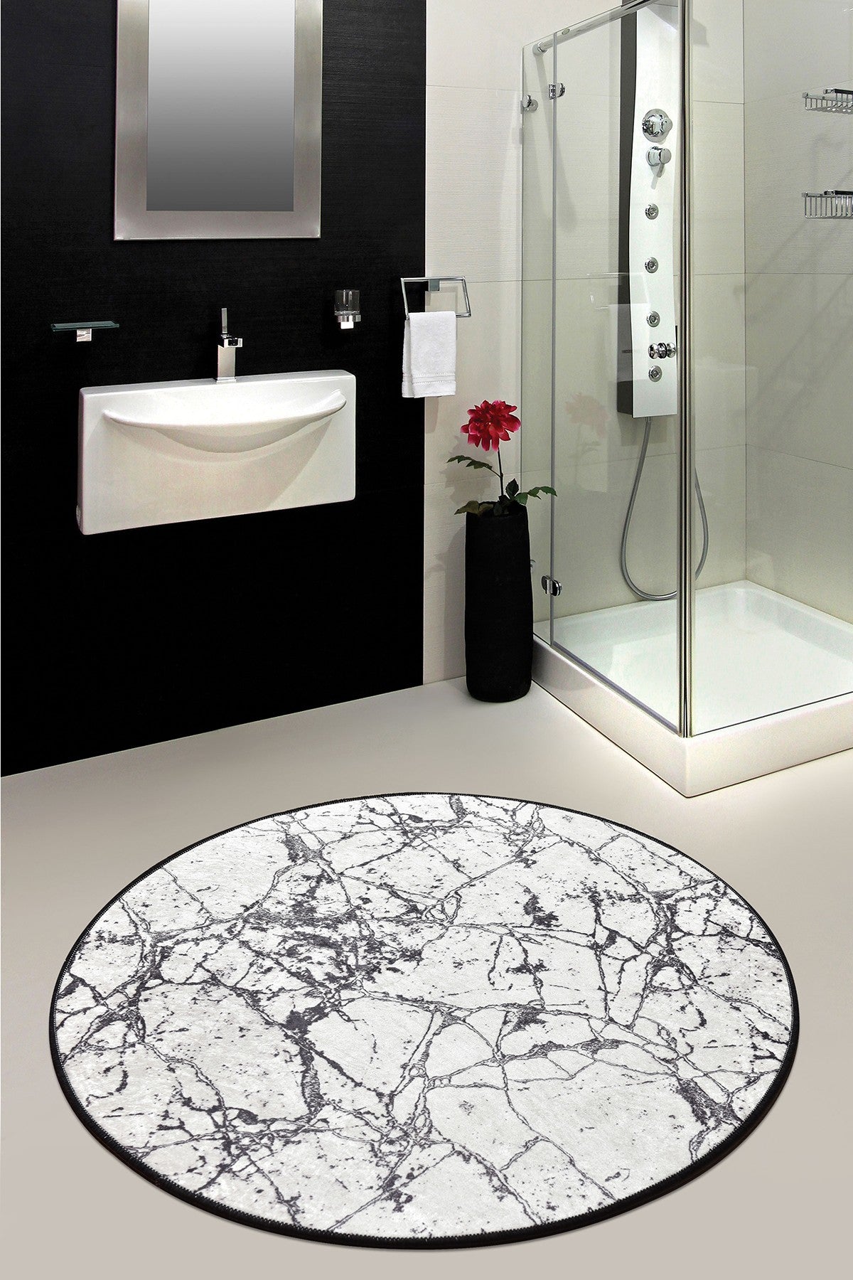 Kupaonski tepih MARBLEL, Marble (100 cm) - White