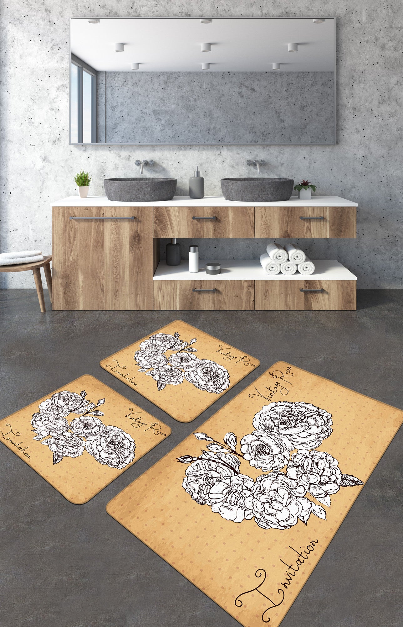 Kupaonske prostirke u setu (3 komada) Vintage Roses
