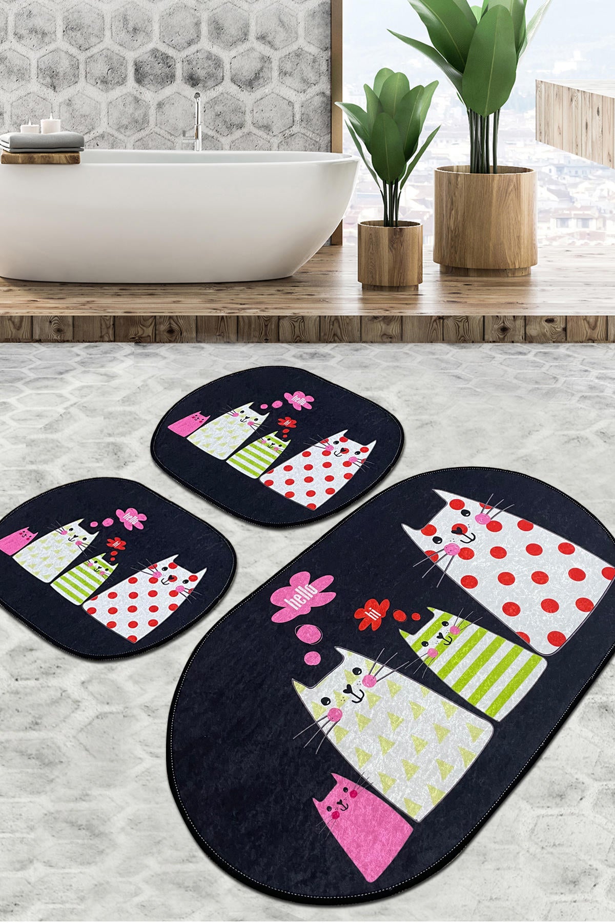 Set kupaonskih prostirki (3 komada) Four Cats Djt