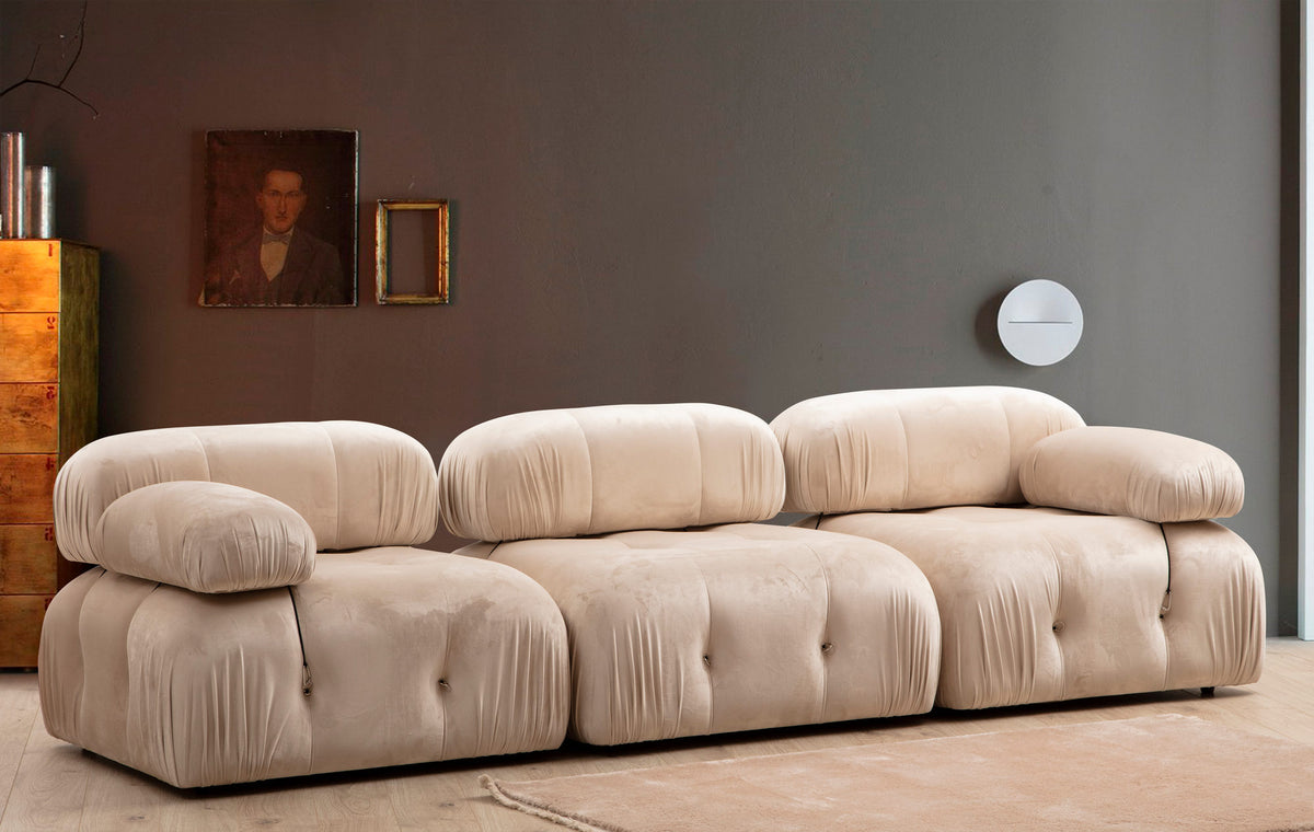 Trosjed, Krem, Bubble 3 Seater ( L1-O1-1R) - Velvet