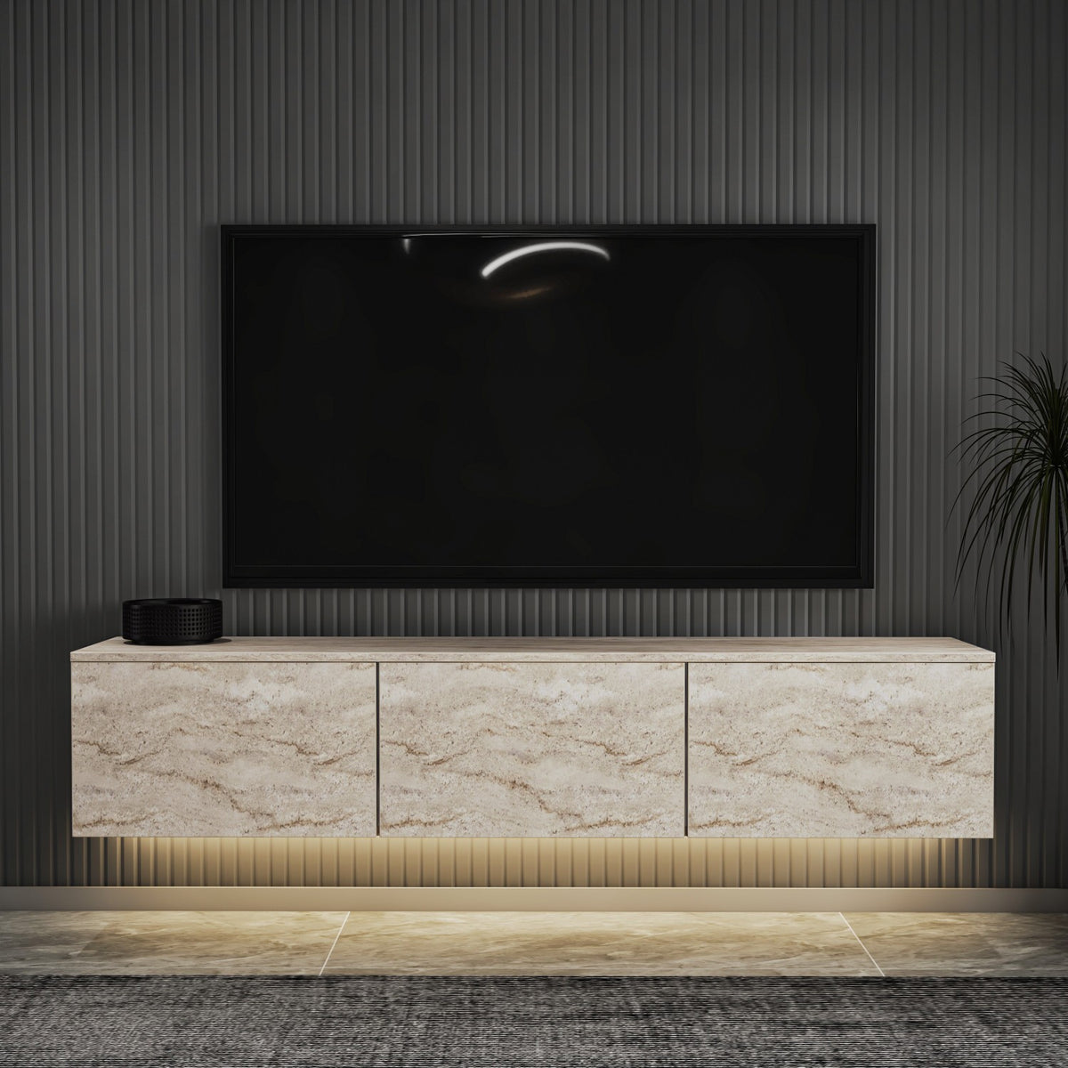 TV stalak NEON ILLUMINATED, boja Travertine