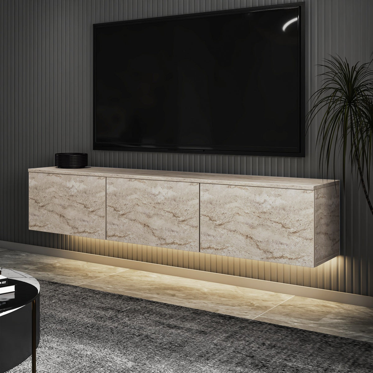 TV stalak NEON ILLUMINATED, boja Travertine