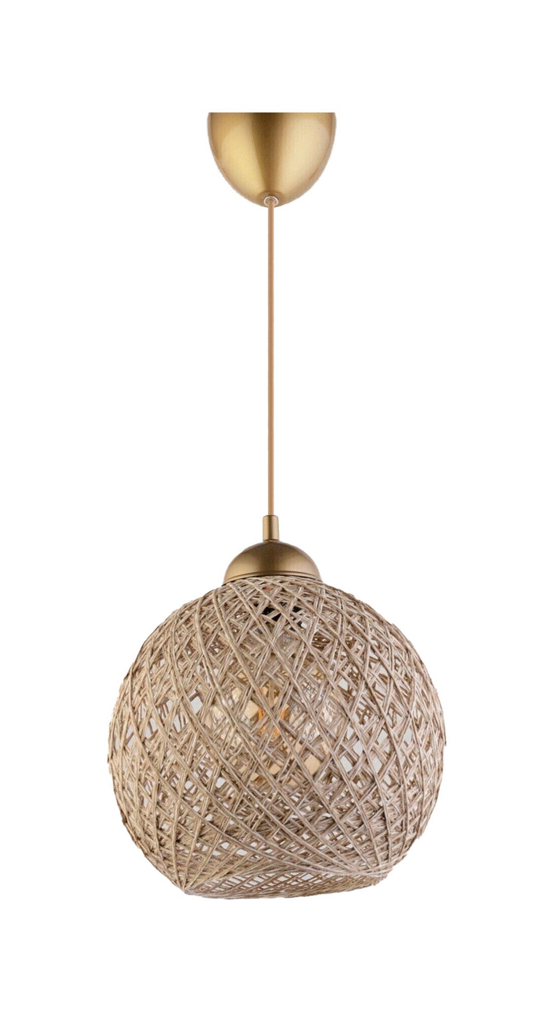 Vislica JUTA, ručno rađena smeđa juta, promjer 24 cm, podesivi kabel, ukupna visina 55 cm, E27 45-60 W, 190 - JK