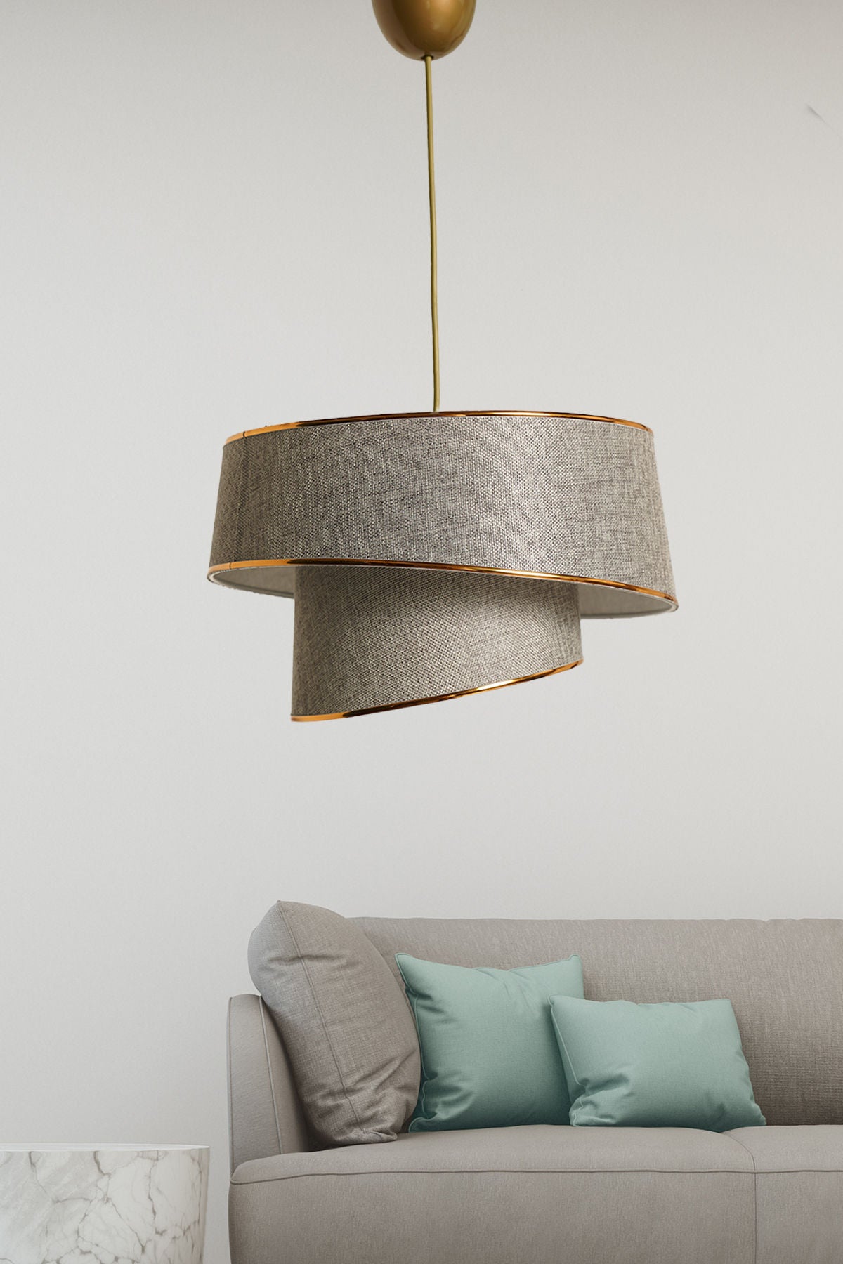 Vislica BARETTE bež, metal-platno, dimenzije 32 x 32 cm, visina sjenila 20 cm, ukupna visina 70 cm, E27 45-60 W, Barette - bež