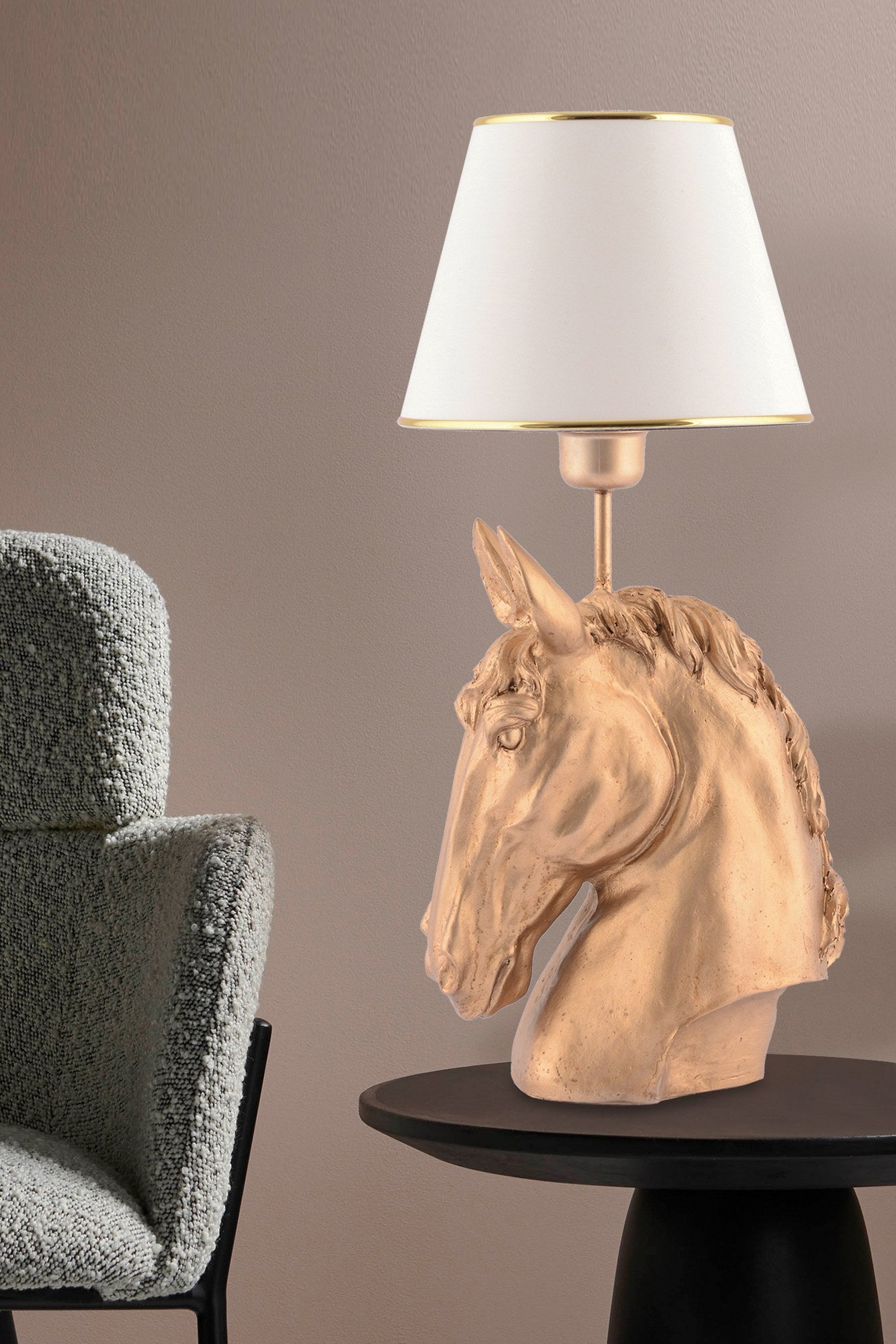 Stolna svjetiljka, Horse - White, Gold