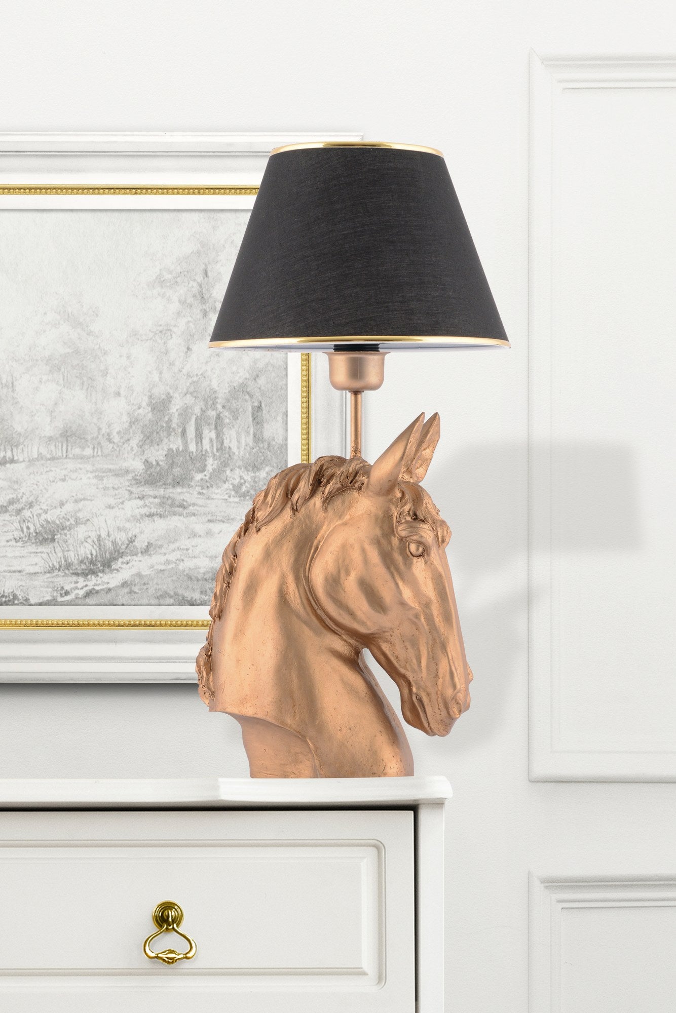 Stolna svjetiljka, Horse - Black, Gold