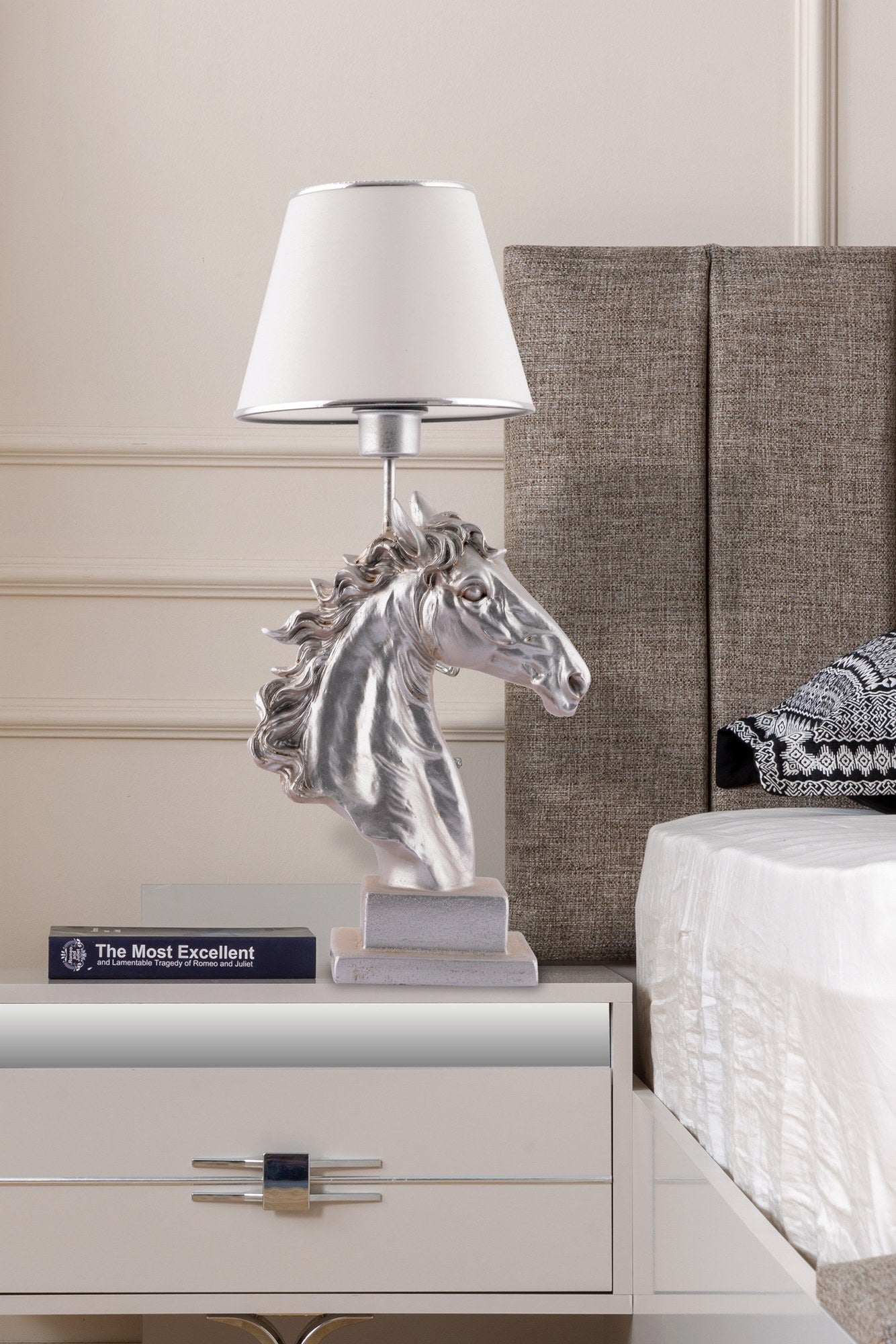 Stolna svjetiljka, Horse - White, Silver
