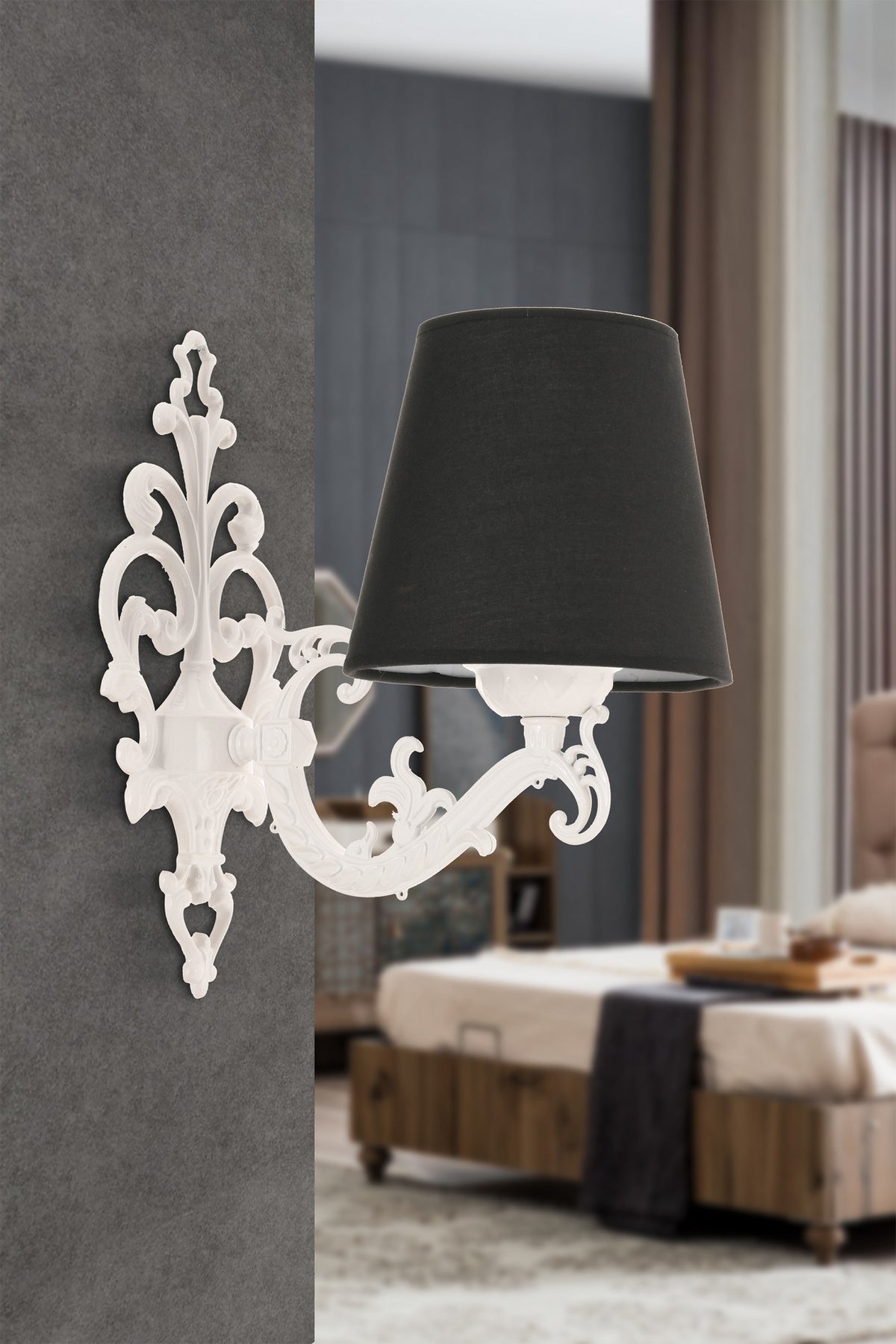 Zidna lampa Claire - crna, bijela